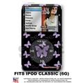 iPod Classic Skin - Pastel Butterfly Purple on Black - WraptorSkin Kit