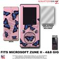 Butterflies Blue on Pink WraptorSkinz Skin and Screen Protector Kit fits Zune (4/8/16 gig)