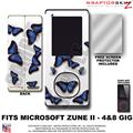 Butterflies Blue on White WraptorSkinz Skin and Screen Protector Kit fits Zune (4/8/16 gig)