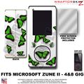 Butterflies Green on White WraptorSkinz Skin and Screen Protector Kit fits Zune (4/8/16 gig)