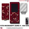 Butterflies Pink on Red WraptorSkinz Skin and Screen Protector Kit fits Zune (4/8/16 gig)