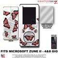 Butterflies Pink on White WraptorSkinz Skin and Screen Protector Kit fits Zune (4/8/16 gig)