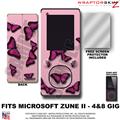 Butterflies Purple on Pink WraptorSkinz Skin and Screen Protector Kit fits Zune (4/8/16 gig)