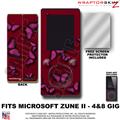 Butterflies Purple on Red WraptorSkinz Skin and Screen Protector Kit fits Zune (4/8/16 gig)