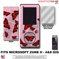 Butterflies Red on Pink WraptorSkinz Skin and Screen Protector Kit fits Zune (4/8/16 gig)