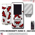 Butterflies Red on White WraptorSkinz Skin and Screen Protector Kit fits Zune (4/8/16 gig)