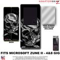 Chrome Skulls on Black WraptorSkinz Skin and Screen Protector Kit fits Zune (4/8/16 gig)