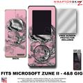 Chrome Skulls on Pink WraptorSkinz Skin and Screen Protector Kit fits Zune (4/8/16 gig)