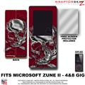 Chrome Skulls on Red WraptorSkinz Skin and Screen Protector Kit fits Zune (4/8/16 gig)
