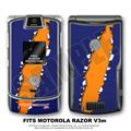 Motorola Razor (Razr) V3m Skin Ripped Blue and Orange WraptorSkinz Kit by TuneTattooz