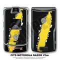 Motorola Razor (Razr) V3m Skin Ripped Black and Yellow WraptorSkinz Kit by TuneTattooz
