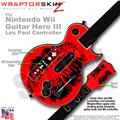 Big Kiss Lips Black on Red Skin by WraptorSkinz TM fits Nintendo Wii Guitar Hero III (3) Les Paul Controller (GUITAR NOT INCLUDED)