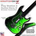 PS2 Guitar Hero II Kramer Fire Green Faceplate Skin