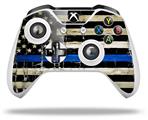 WraptorSkinz Decal Skin Wrap Set works with 2016 and newer XBOX One S / X Controller Painted Faded Cracked Blue Line Stripe USA American Flag (CONTROLLER NOT INCLUDED)