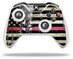 WraptorSkinz Decal Skin Wrap Set works with 2016 and newer XBOX One S / X Controller Painted Faded and Cracked Pink Line USA American Flag (CONTROLLER NOT INCLUDED)