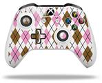 WraptorSkinz Decal Skin Wrap Set works with 2016 and newer XBOX One S / X Controller Argyle Pink and Brown (CONTROLLER NOT INCLUDED)