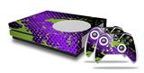 WraptorSkinz Decal Skin Wrap Set works with 2016 and newer XBOX One S Console and 2 Controllers Halftone Splatter Green Purple