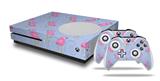 WraptorSkinz Decal Skin Wrap Set works with 2016 and newer XBOX One S Console and 2 Controllers Flamingos on Blue