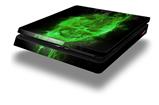 Vinyl Decal Skin Wrap compatible with Sony PlayStation 4 Slim Console Flaming Fire Skull Green (PS4 NOT INCLUDED)