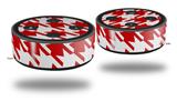 Skin Wrap Decal Set 2 Pack for Amazon Echo Dot 2 - Houndstooth Red (2nd Generation ONLY - Echo NOT INCLUDED)