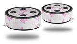 Skin Wrap Decal Set 2 Pack for Amazon Echo Dot 2 - Pastel Butterflies Pink on White (2nd Generation ONLY - Echo NOT INCLUDED)