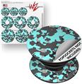 Decal Style Vinyl Skin Wrap 3 Pack for PopSockets WraptorCamo Old School Camouflage Camo Neon Teal (POPSOCKET NOT INCLUDED)