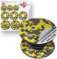 Decal Style Vinyl Skin Wrap 3 Pack for PopSockets WraptorCamo Old School Camouflage Camo Yellow (POPSOCKET NOT INCLUDED)