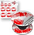 Decal Style Vinyl Skin Wrap 3 Pack for PopSockets Big Kiss Lips Red on White (POPSOCKET NOT INCLUDED)