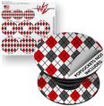 Decal Style Vinyl Skin Wrap 3 Pack for PopSockets Argyle Red and Gray (POPSOCKET NOT INCLUDED)
