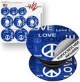 Decal Style Vinyl Skin Wrap 3 Pack for PopSockets Love and Peace Blue (POPSOCKET NOT INCLUDED)