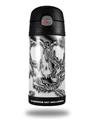 Skin Decal Wrap for Thermos Funtainer 12oz Bottle Chrome Skull on White (BOTTLE NOT INCLUDED)