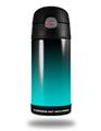Skin Decal Wrap for Thermos Funtainer 12oz Bottle Smooth Fades Neon Teal Black (BOTTLE NOT INCLUDED)