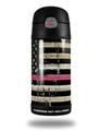 Skin Decal Wrap for Thermos Funtainer 12oz Bottle Painted Faded and Cracked Pink Line USA American Flag (BOTTLE NOT INCLUDED)