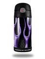 Skin Decal Wrap for Thermos Funtainer 12oz Bottle Metal Flames Purple (BOTTLE NOT INCLUDED)