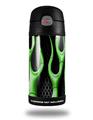 Skin Decal Wrap for Thermos Funtainer 12oz Bottle Metal Flames Green (BOTTLE NOT INCLUDED)