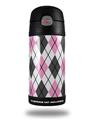 Skin Decal Wrap for Thermos Funtainer 12oz Bottle Argyle Pink and Gray (BOTTLE NOT INCLUDED)