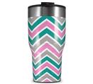 WraptorSkinz Skin Wrap compatible with 2017 and newer RTIC Tumblers 30oz Zig Zag Teal Pink and Gray (TUMBLER NOT INCLUDED)