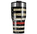 WraptorSkinz Skin Wrap compatible with 2017 and newer RTIC Tumblers 30oz Painted Faded and Cracked Red Line USA American Flag (TUMBLER NOT INCLUDED)