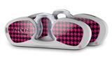 Decal Style Vinyl Skin Wrap 2 Pack for Nooz Glasses Rectangle Case Houndstooth Hot Pink on Black (NOOZ NOT INCLUDED)