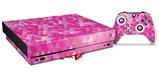 Skin Wrap compatible with XBOX One X Console and Controller Triangle Mosaic Fuchsia