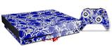 Skin Wrap compatible with XBOX One X Console and Controller Scattered Skulls Royal Blue