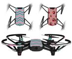 Skin Decal Wrap 2 Pack for DJI Ryze Tello Drone Zig Zag Teal Pink and Gray DRONE NOT INCLUDED