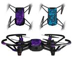 Skin Decal Wrap 2 Pack for DJI Ryze Tello Drone Flaming Fire Skull Purple DRONE NOT INCLUDED