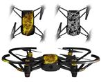 Skin Decal Wrap 2 Pack for DJI Ryze Tello Drone Flaming Fire Skull Yellow DRONE NOT INCLUDED