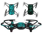 Skin Decal Wrap 2 Pack for DJI Ryze Tello Drone Scattered Skulls Neon Teal DRONE NOT INCLUDED