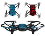Skin Decal Wrap 2 Pack for DJI Ryze Tello Drone Scattered Skulls Neon Blue DRONE NOT INCLUDED