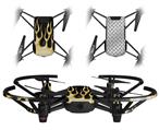Skin Decal Wrap 2 Pack for DJI Ryze Tello Drone Metal Flames Yellow DRONE NOT INCLUDED