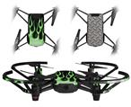Skin Decal Wrap 2 Pack for DJI Ryze Tello Drone Metal Flames Green DRONE NOT INCLUDED