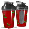 Decal Style Skin Wrap works with Blender Bottle 20oz Christmas Holly Leaves on Red (BOTTLE NOT INCLUDED)