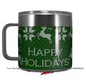 Skin Decal Wrap for Yeti Coffee Mug 14oz Ugly Holiday Christmas Sweater - Happy Holidays Sweater Green 01 - 14 oz CUP NOT INCLUDED by WraptorSkinz